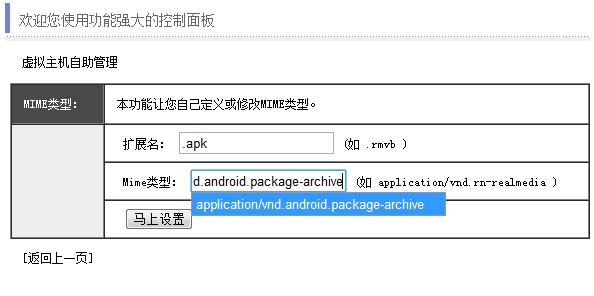 自定義Mime類型”的選項